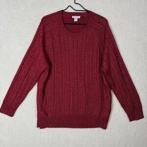 Athleta Crossroads Sweater Womens XL Cable Knit Crewneck Christmas Party Holiday